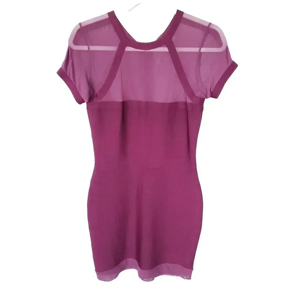 Gracia Dresses & Skirts - Gracia Womens Mini Bandage Dress Medium M Purple Burgundy Short Sleeve Stretchy